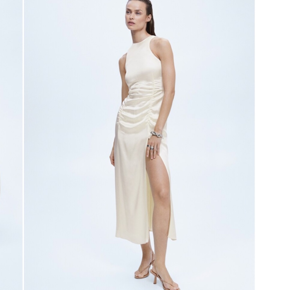 Mango Satin Draped Dress, Size 4
